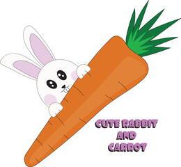 carrot on a white bactgroun and cute rabbit