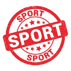 SPORT text written on red stamp sign.