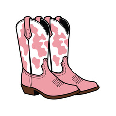 Trendy Cowgirl Boots Featuring a Chic Pink Camouflage Print