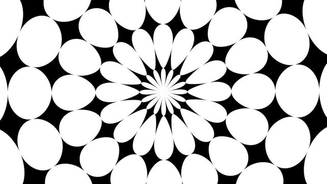 Mandala animation background black and white pattern