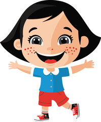 A cute girl's cartoon Illustration vector .