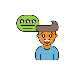 customer reviews color line icon with white background vector stock illustration