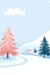 Naklejka premium pine tree in foreground, snow-covered hill, snow-covered hill behind