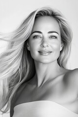 Naklejka premium hair flying with wind's grace, smile beaming