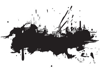 Brush strokes Set hand drawn grunge texture illustration isolated on white background.
