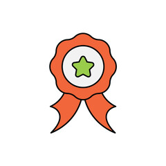 best seller badge color line icon with white background vector stock illustration