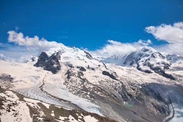 View from Gornergrat to Monte Rosa, glacier, Swiss Alps