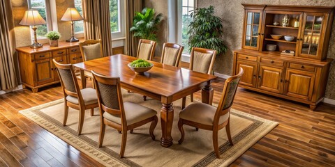Experience elegant luxury with this beautifully crafted wood dining room furniture set, showcasing a stylish design and