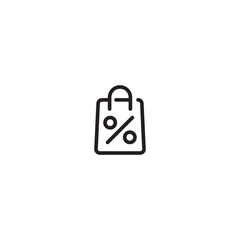 Shopping bag discount icon. Shopping bag with percent symbol icon. Editable icon.