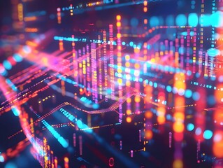 Fototapeta premium Vibrant Digital to DNA Sequence Conversion Animation Showcasing Futuristic Data Storage Concept