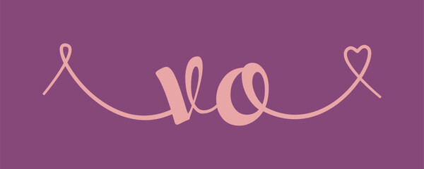 VO initial wedding monogram calligraphy vector illustration. Hand drawn lettering v and o love logo design for valentines day poster, greeting card