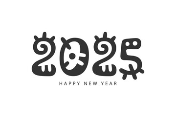 Happy New Year 2025 typography template calendar cover. Vector design for poster, banner, greeting card and invitation.