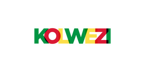 Kolwezi in the Congo emblem. The design features a geometric style, vector illustration with bold typography in a modern font. The graphic slogan lettering.