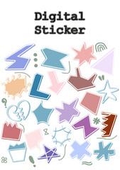 set of cartoon cards, Digital Sticker, Goodnotes Sticker, Journal Sticker, Planner Sticker