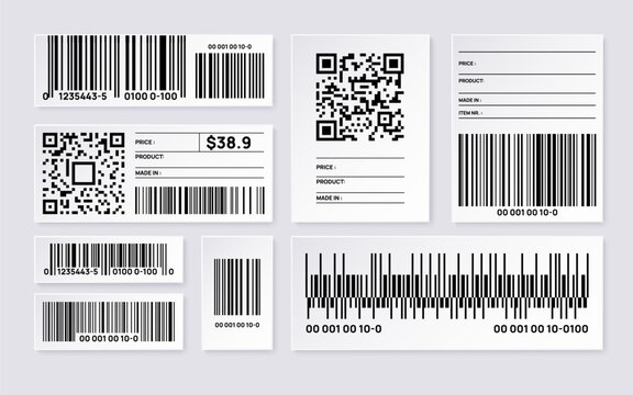 Collection of barcodes and QR codes on product labels
