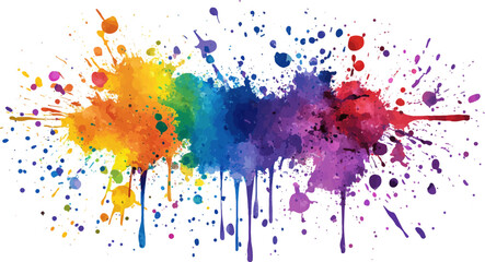 Abstract colorful watercolor background with paint splashes and drops
