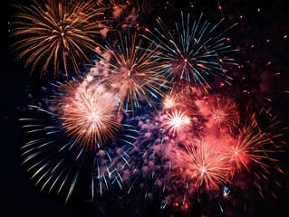 Obraz premium fireworks &nbsp;light up the sky Abstract colored firework background.