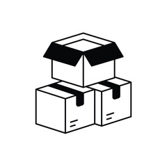 package box glyph icon with white background vector stock illustration