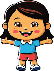 A cute girl's cartoon Illustration vector .