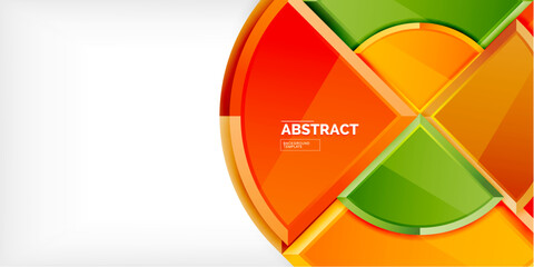 Obraz premium Abstract background - circles and round triangles with 3d effect. Vector Illustration For Wallpaper, Banner, Background, Card, Book Illustration, landing page