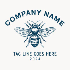 hand drawn bee logo illustration