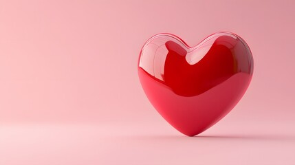 3d Red heart on pink background. heart icon, like and love 3d render illustration. 