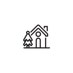 Christmas house icon. Winter house icon. Editable icon.