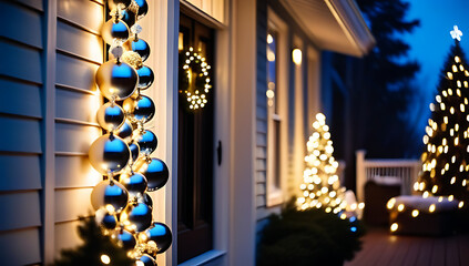 glamorous christmas porch shimmering metallic ornaments garlands