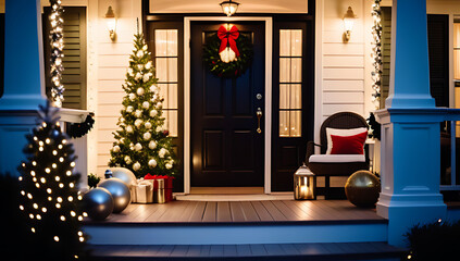 glamorous christmas porch shimmering metallic ornaments garlands