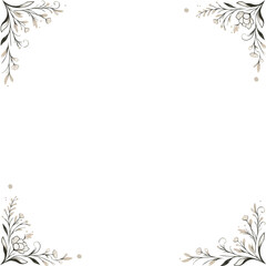 Panel with flower and leaf corner borders, hand-drawn aesthetic. Floral Arrangement Illustration