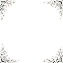Panel with flower and leaf corner borders, hand-drawn aesthetic. Floral Arrangement Illustration