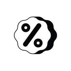 percent symbol glyph icon with white background vector stock illustration