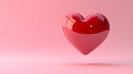 3d Red heart on pink background. heart icon, like and love 3d render illustration. 