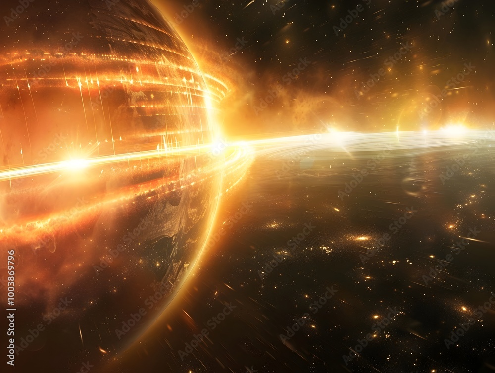 Wall mural alien world using light and sound waves to communicate interstellar messages in space