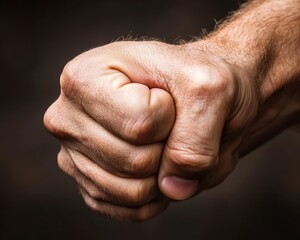 Fototapeta premium A close-up of a clenched fist, symbolizing strength, determination, or protest against injustice.