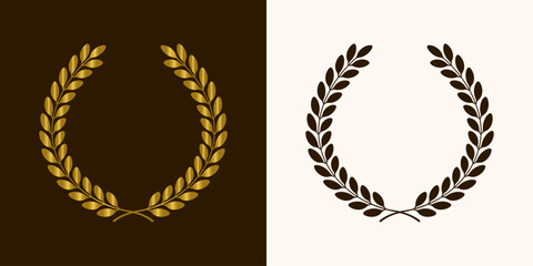 golden laurels wreaths and branches with leaves. swirls, twigs and flower ornaments. herbs, flowers and plants elements. vector design elements