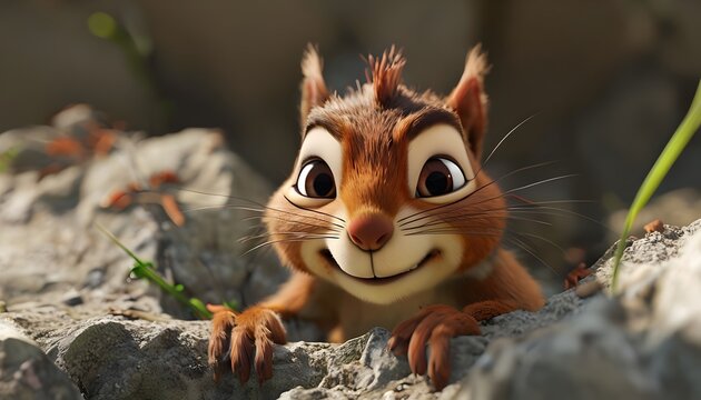 Sandy could be hiding behind a rock, peeking out mischievously