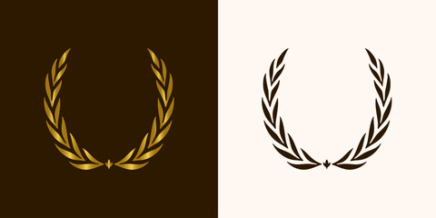 golden laurels wreaths and branches with leaves. swirls, twigs and flower ornaments. herbs, flowers and plants elements. vector design elements