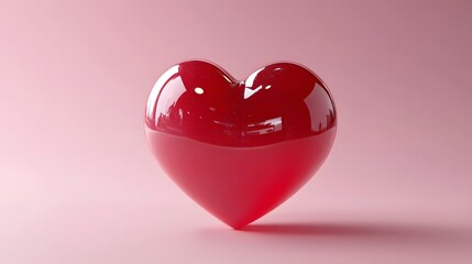 3d Red heart on pink background. heart icon, like and love 3d render illustration. 