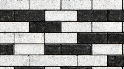 Fototapeta premium Textured black and white brick wall pattern suitable for modern aesthetic designs