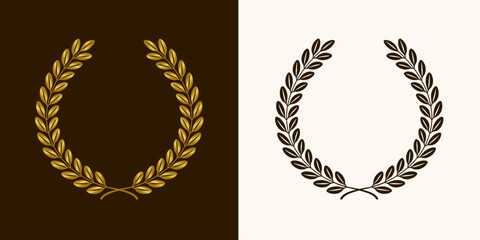 golden laurels wreaths and branches with leaves. swirls, twigs and flower ornaments. herbs, flowers and plants elements. vector design elements