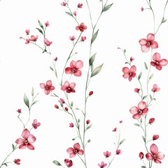 watercolor tiny magnolia flowers in pink against a white background. ai generated