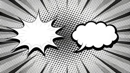 Comic Book Speech Bubbles , black and white color
