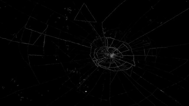 Broken fractured glass effect on black background
