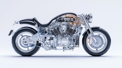 Futuristic Motorcycle Engine with Transparent Design