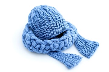 Warm knitted scarf and cap