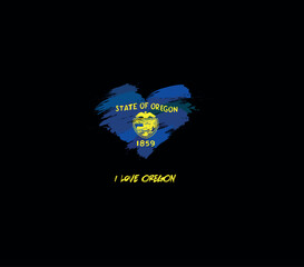 Oregon grunge flag heart for your design.	Federative units of United States.