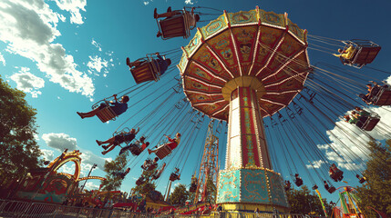  Friends having a fun day at an amusement park. 