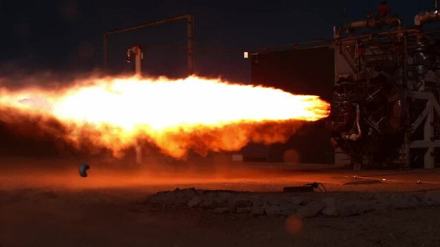Full Blast of Closeup of Ignition Rocket Engine Slow Motion 4K