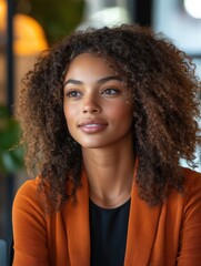 Elegant Business Professional Woman in Orange Blouse